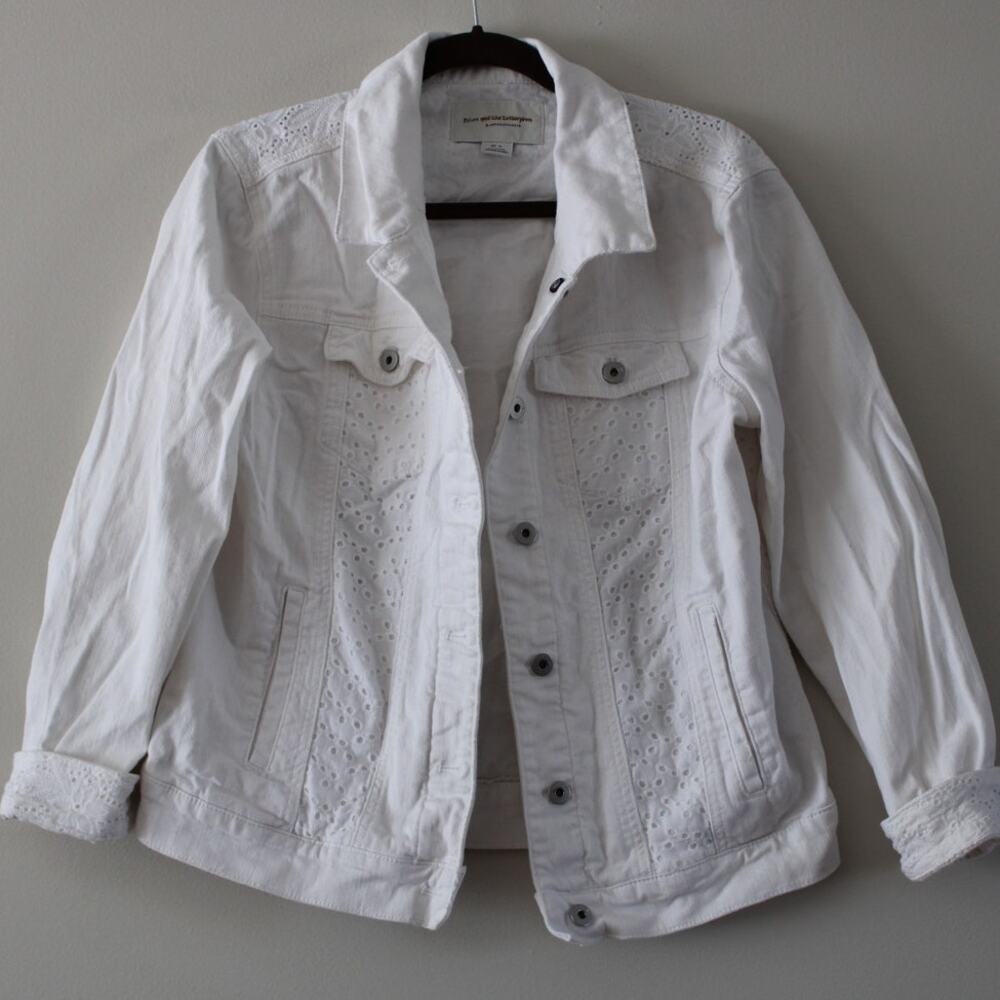 Pilcro and the Letterpress White Denim Jacket